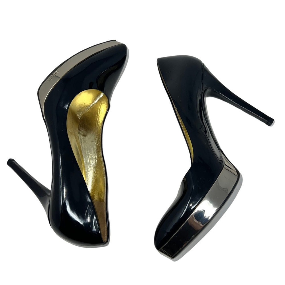 Tom Ford Gucci Gold Platform Stilleto Pointed Black Patent Pumps 8.5B - Picture 16 of 16